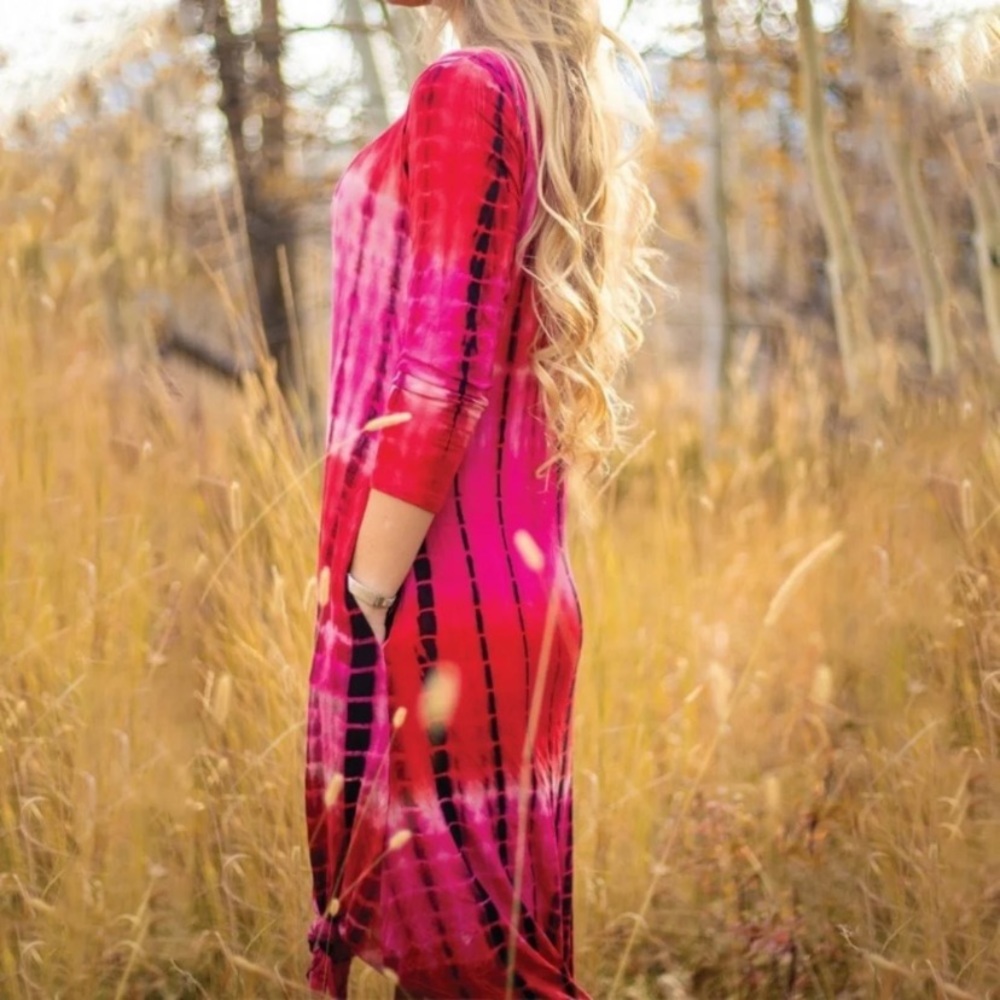 Simply Southern Hot Pink Tie Dye Knot Midi Dress